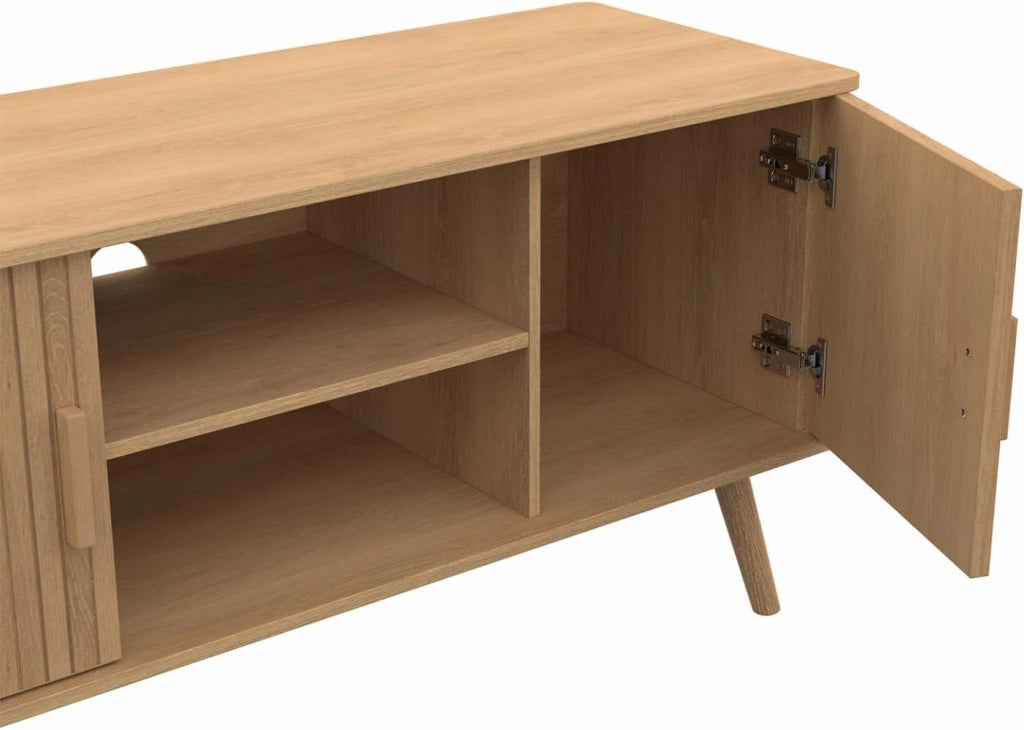 Mobile TV JULIETTE 110 cm con 2 ante a doghe color rovere