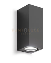 GES914- APPLIQUE GRIGIO ANTRACITE 2 LUCI ATTACCO GU10 IP44 6,8X16CM QUADRATO
