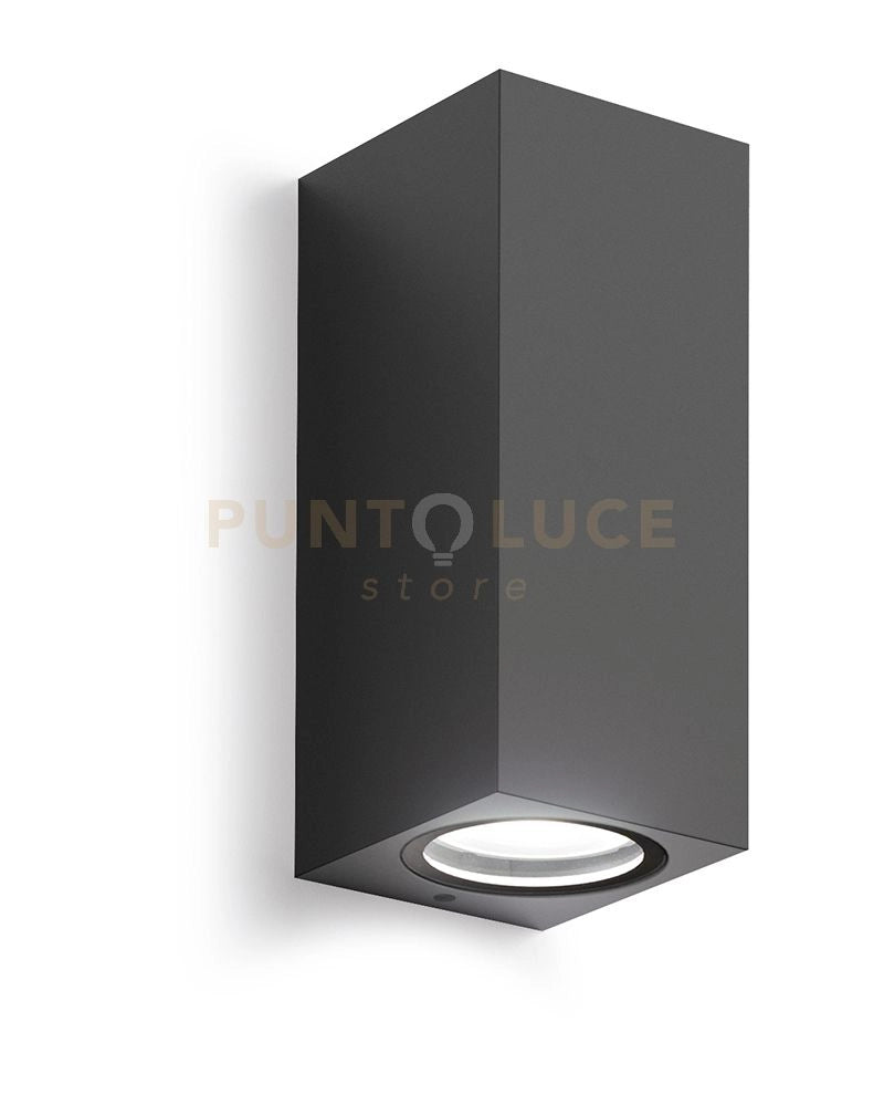GES914- APPLIQUE GRIGIO ANTRACITE 2 LUCI ATTACCO GU10 IP44 6,8X16CM QUADRATO