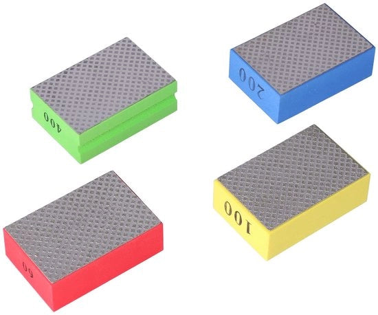 Panno di abrasione 4 pezzi - Panno abrasivo con diamante - Panno per pavimenti in ceramica - Panno per vetro - Panno con contenitore di acqua - Sostanzialmente duraturo e riciclabile