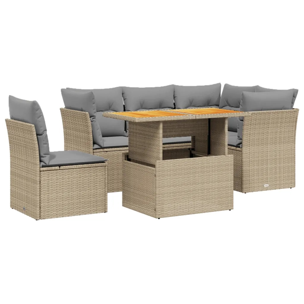 Set Divano da Giardino 5 pz con Cuscini Beige in Polyrattan 3270835