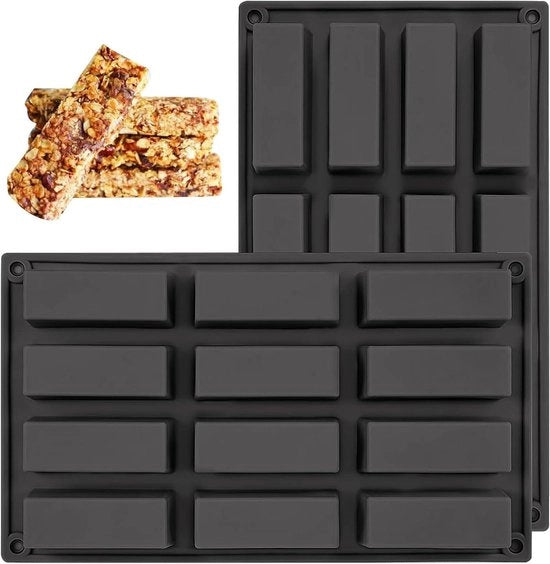 Silicone Muffin e Brownie Forme 2 in 1 per Truffel Ganache e Maisbrood, Cheesecake, Kaars e Zeppa, 12 Holtes, Nero