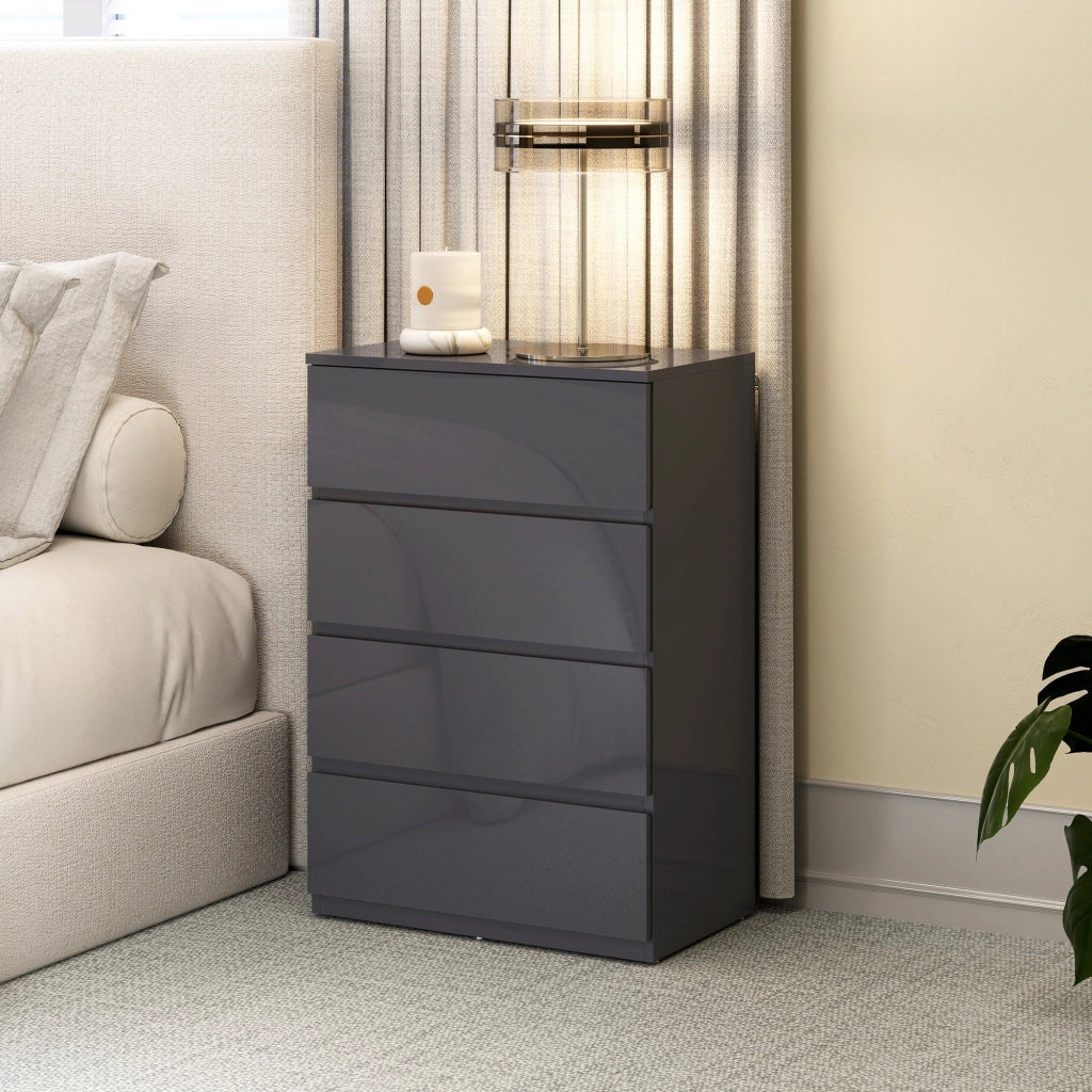 Cassettiera 4 Cassetti ¨C zephmum ¨C Grigio Lucido 55x34x80 cm