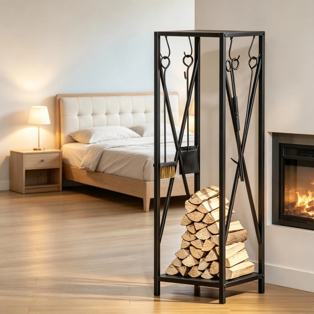 Pratico supporto per legna da ardere, porta legna multifunzionale, robusto porta legna da ardere
