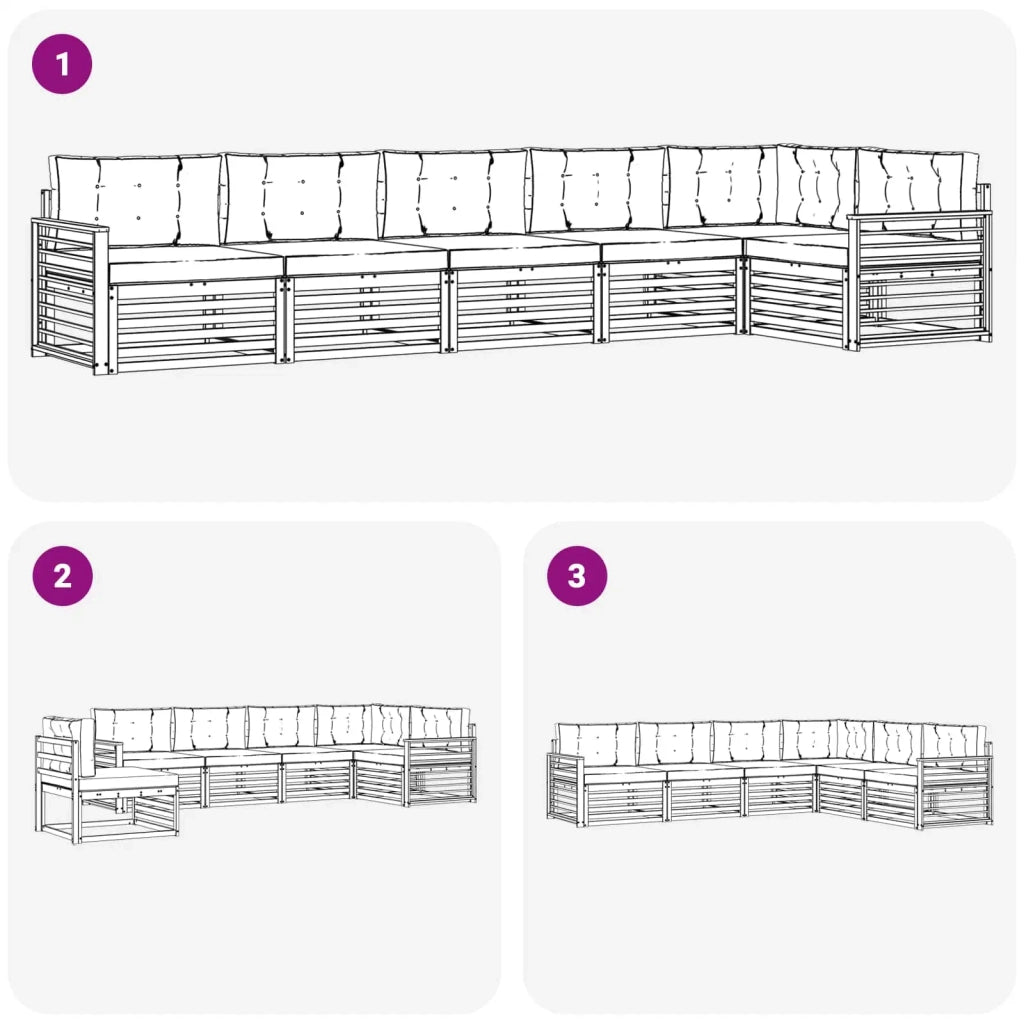 Set di divani da esterno 6 pz Bianco e Antracite Poliestere 3390577
