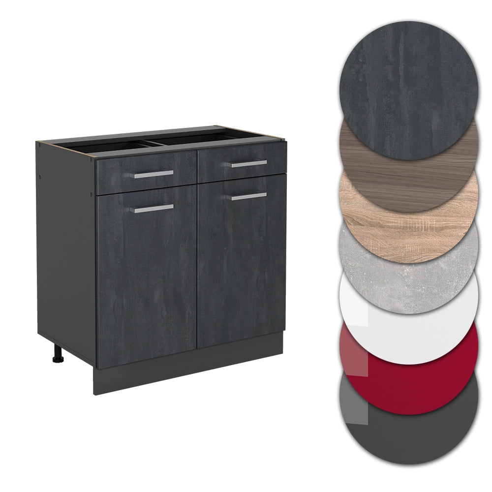 Vicco Mobiletto base per cucina Calcestruzzo nero 80 cm senza piano di lavoro
