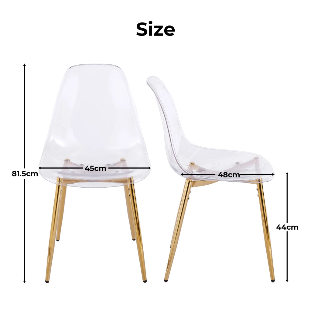 SEDIA Trasparente 53x47x51 cm ABS Metallo Set da 4 pezzi Oro