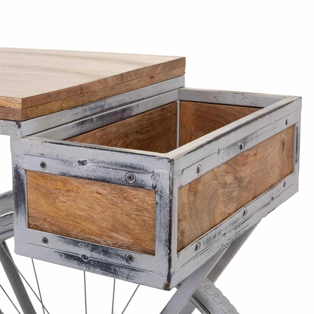 Mobile da ingresso in legno e metallo laccato argento 198x50x94h