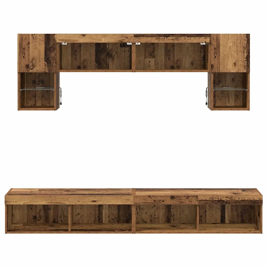Mobile Porta TV con LED 6 pz-Credenza per TV Legno vecchio 122556