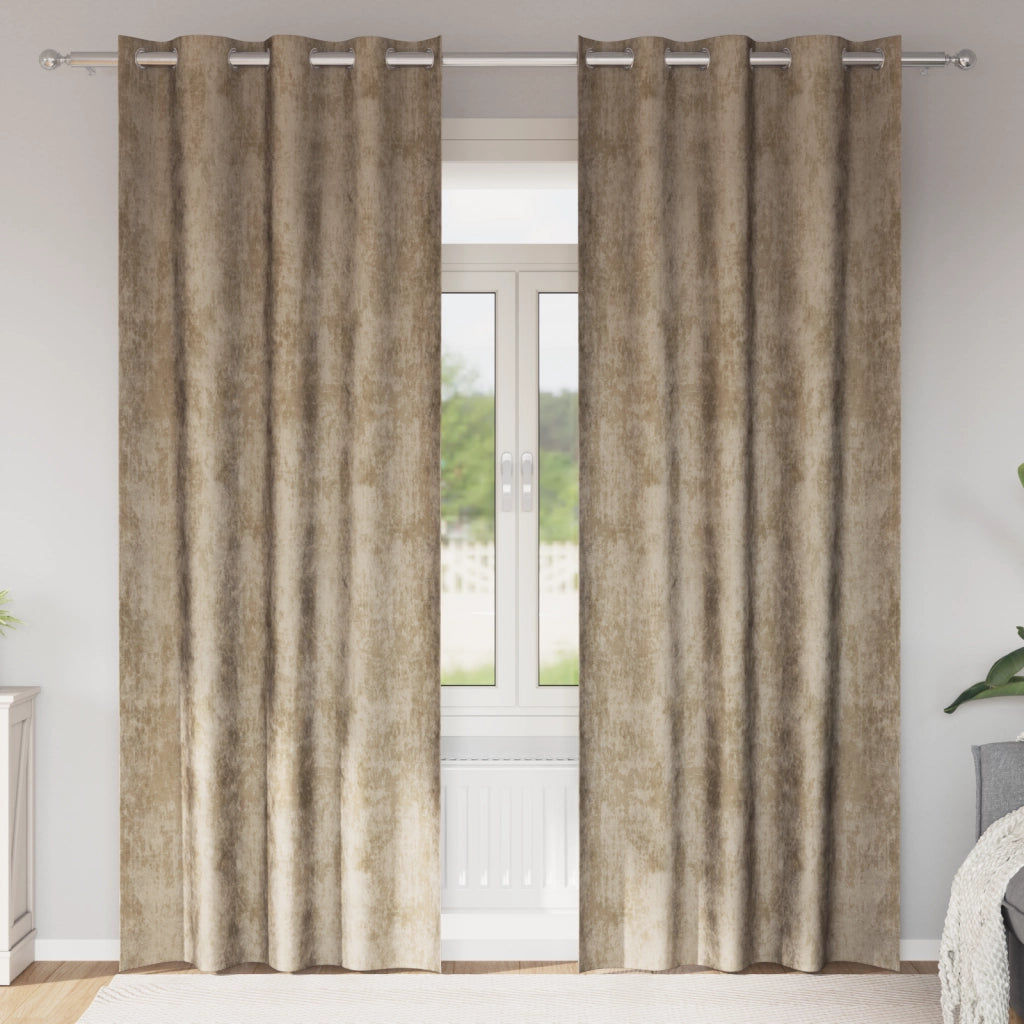 Tende in velluto 2 pz con occhielli Champagne 260x140 cm