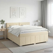 Letto box spring con materasso Crema 140 x 200 cm Tessuto 3451232
