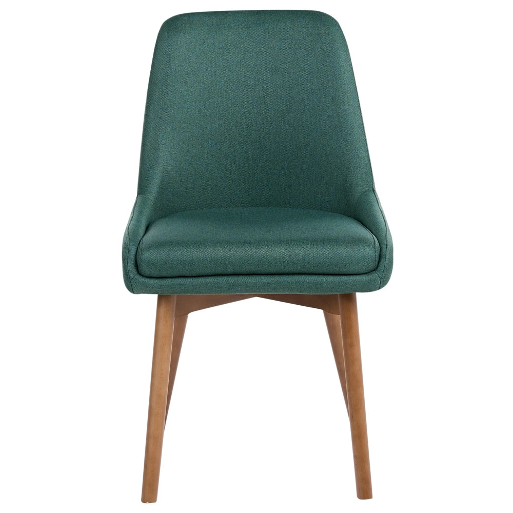 Set di 2 sedie Tessuto in poliestere verde Gambe in legno massello scuro Sedile spesso imbottito