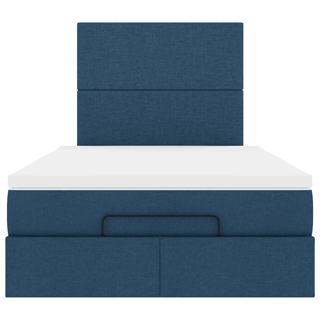 Struttura Letto Pouf con Materasso Blu 120x190 cm in Tessuto 3313912