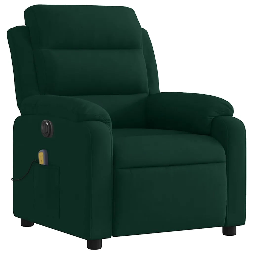 Poltrona Massaggiante Reclinabile Elettrica Verde Scuro Velluto 3205083