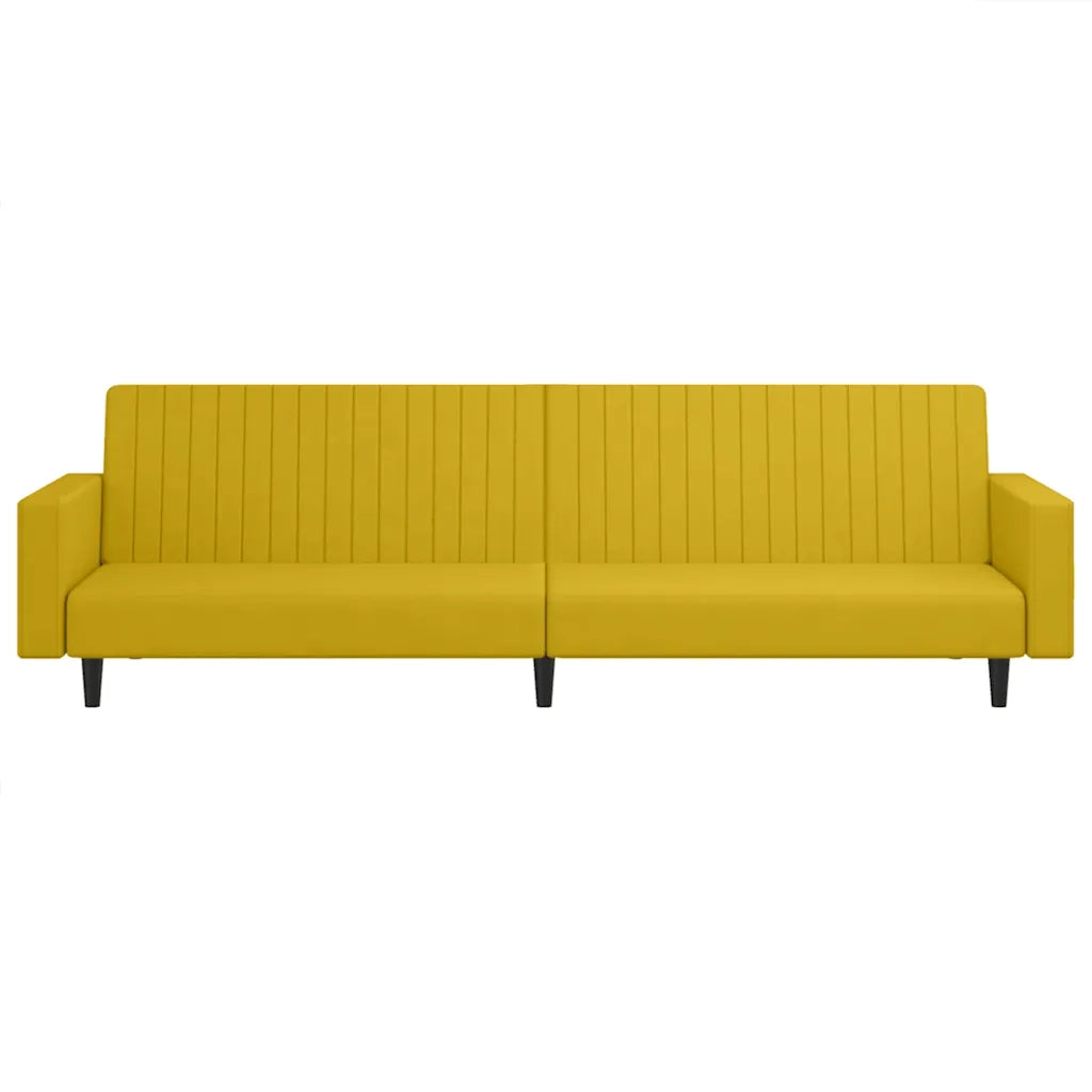 Divano Letto a 2 Posti Giallo in Velluto 375944