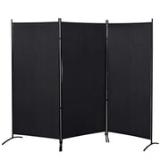 PARAVENTO SEPARÈ DA INTERNO A 3 PANNELLI PIEGHEVOLE IN METALLO E POLIESTERE, 253X50X182 CM, NERO