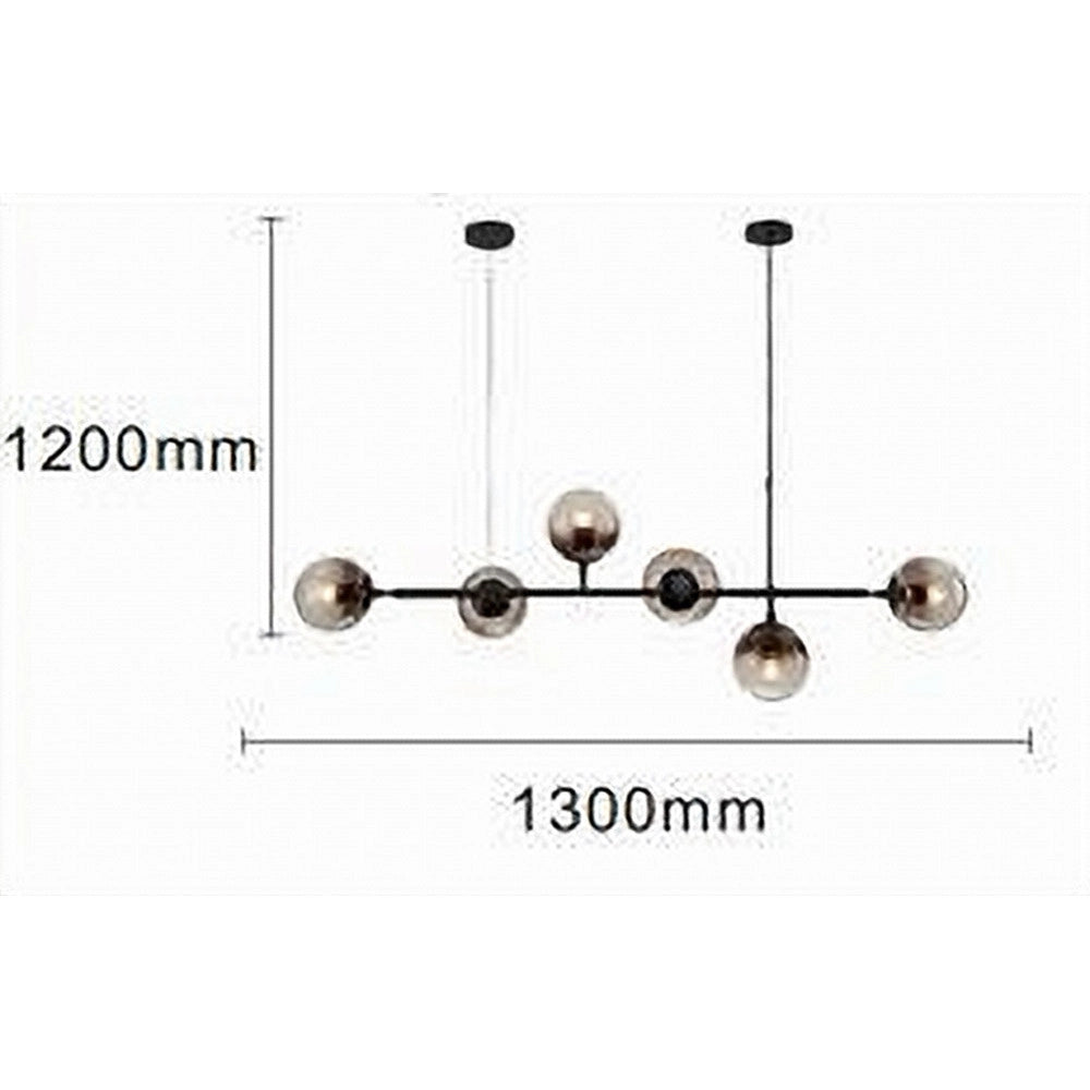 Trade Shop - Lampadario Sospensione 6 Sfere Attacco E27 In Vetro Lampada In Metallo Nero 71669 -