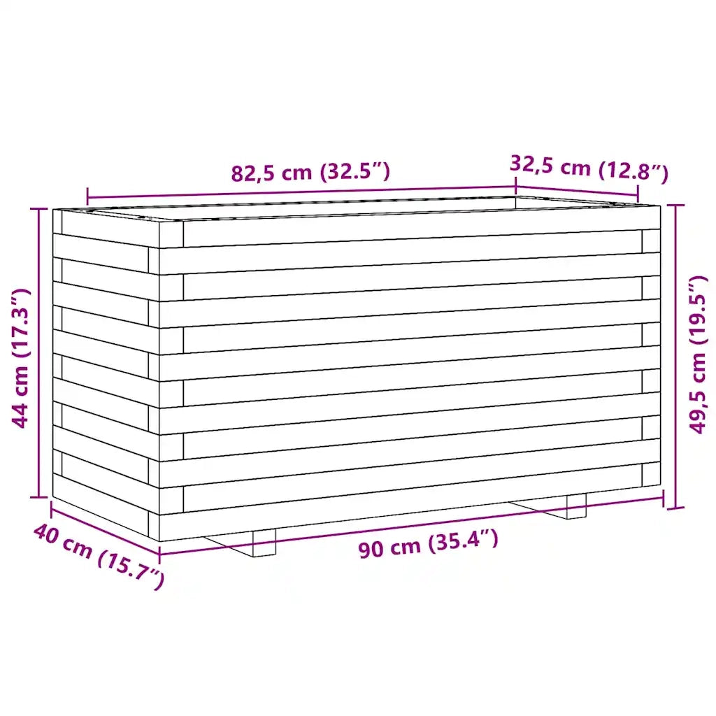 vidaXL Fioriera da Giardino 90x40x49,5 cm in Legno di Pino Impregnato