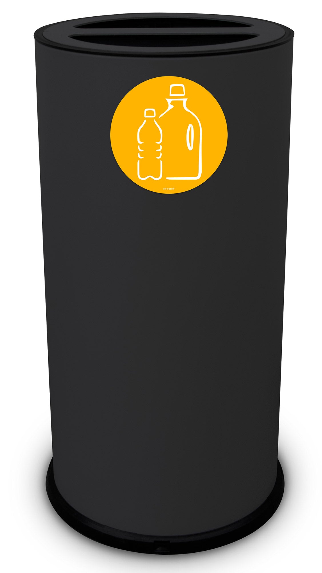 Pattumiera Per Raccolta Differenziata Ø35xh72 cm In Acciaio Verniciato 2 Scomparti Nero