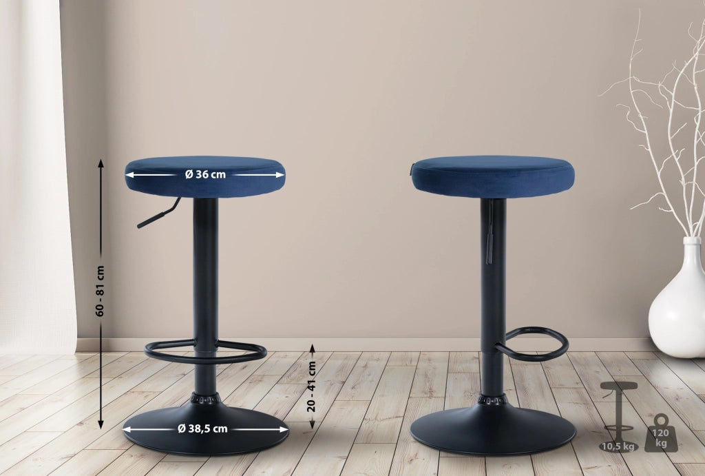 2er Set Barhocker Ponte Samt schwarz
