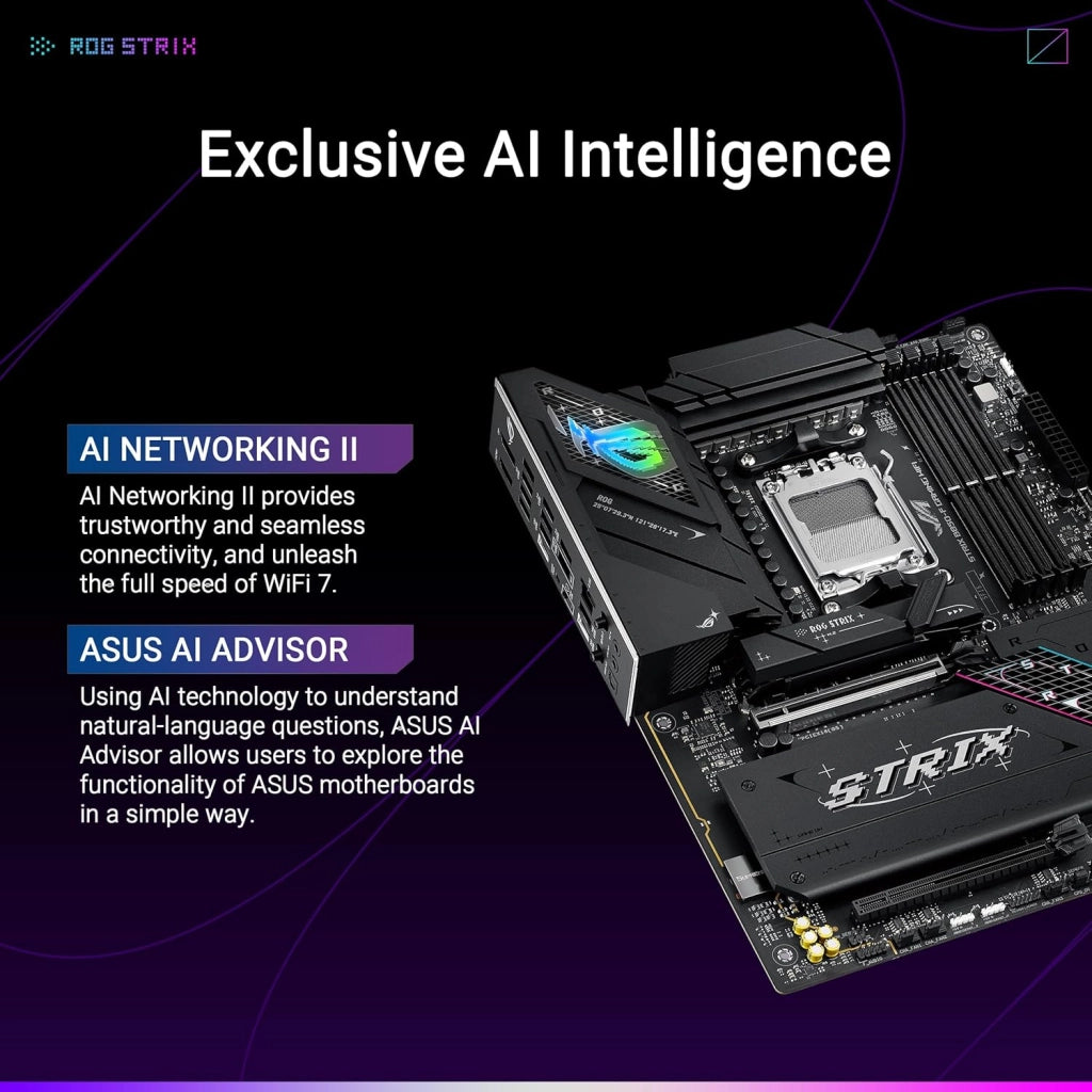 ROG Strix B850-F Gaming WiFi, Scheda Madre AMD ATX, 16+2+2 Fasi di Alimentazione, Slot DDR5, PCIe 5.0 con Slot Q-Release, 4 slot M.2, WiFi 7 con WiFi Q-Antenna, AI Advisor, AI Networking II