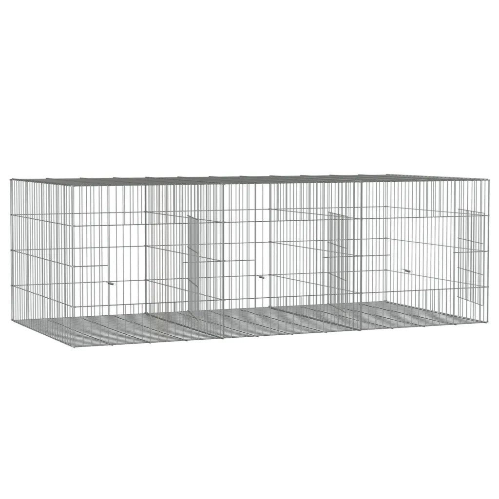 Conigliera con 3 Pannelli 163x79x54 cm Ferro Zincato 171569