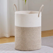 Wastafel con cesto di cotone intrecciato con maniglia, contenitore rotondo alto per l'archiviazione di abbigliamento per bambini, giocattoli e coperte per bagno, camera da letto, cucina, soggiorno e camera dei bambini, 38 cm × 50 cm, marrone