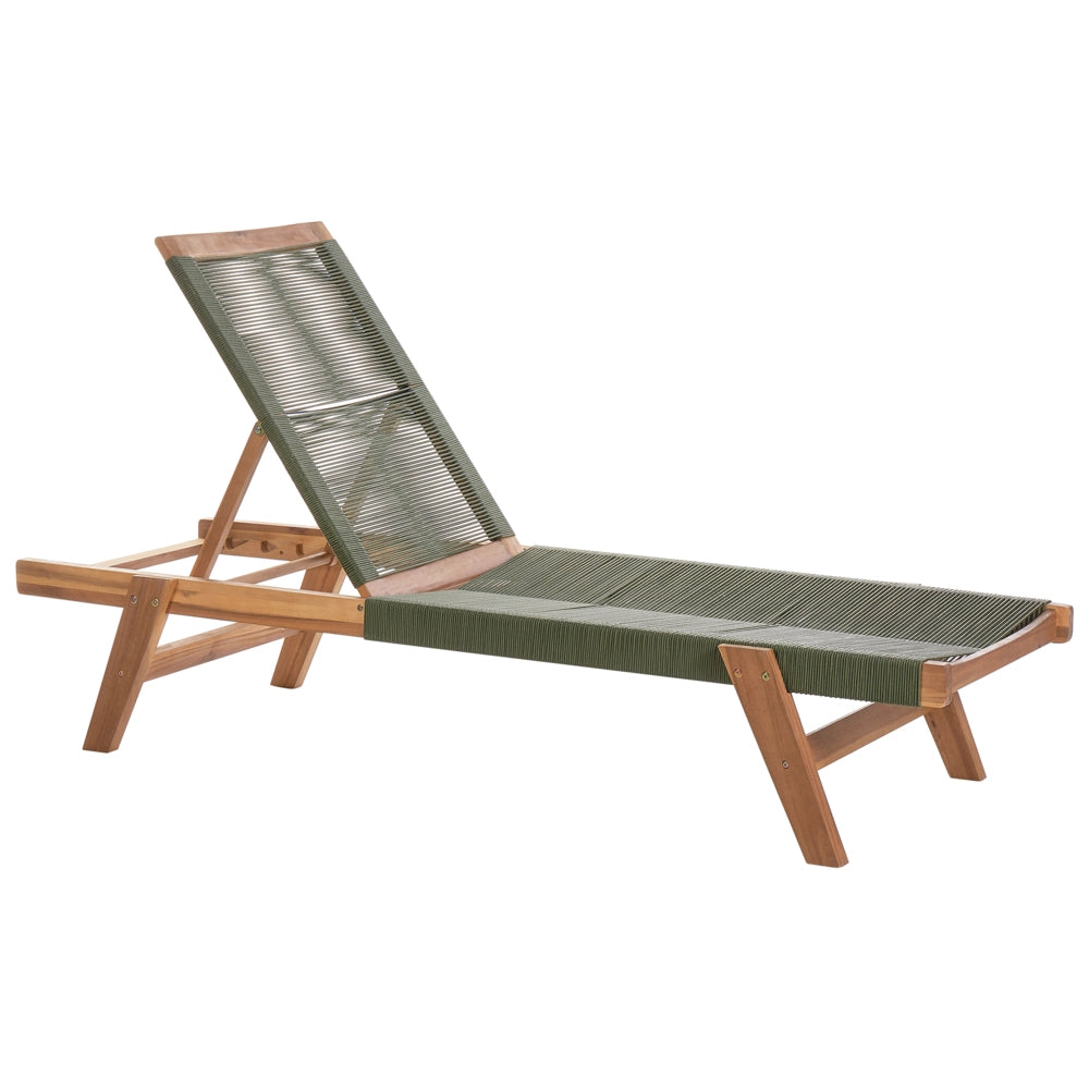 Lettino da giardino per piscina sdraio reclinabile in legno d'acacia corda verde esterno elegante