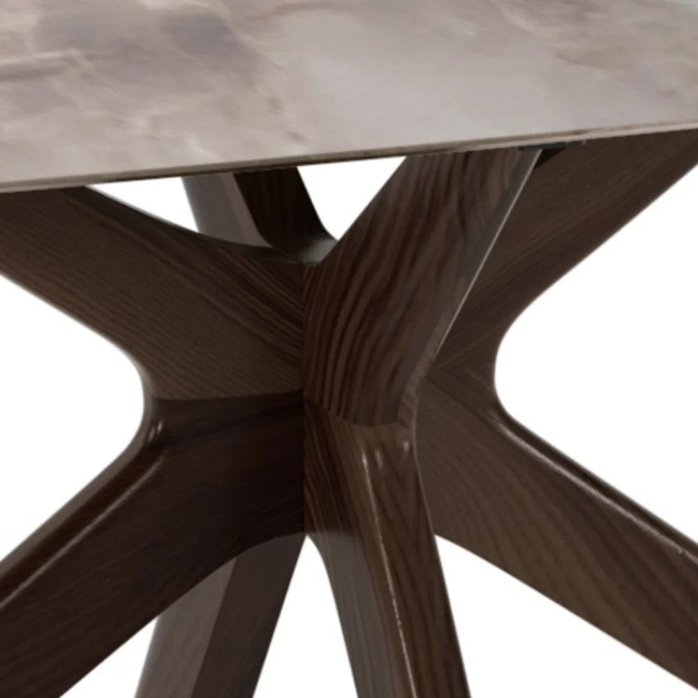 Tavolo da pranzo fisso in ceramica effetto marmo alabastro Thiago 180x90 cm fino a 8 posti | Duzzle