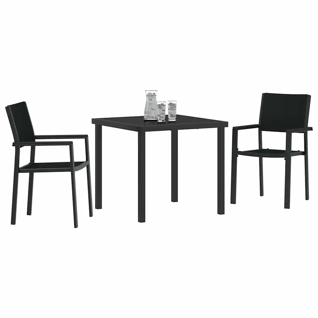 Set da Pranzo per Giardino 3 pcs Nero