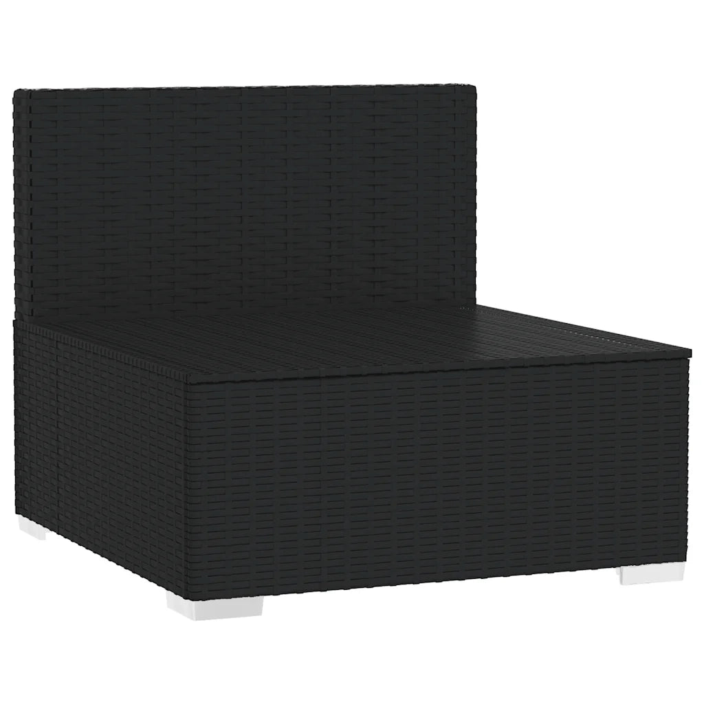 Divano Centrale da Giardino con Cuscini in Polyrattan Nero 317493