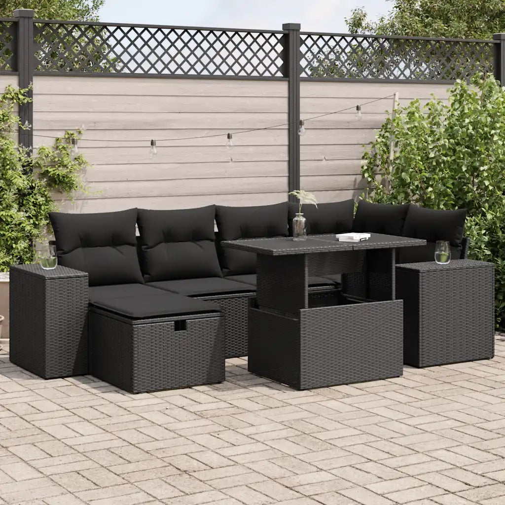 Set Divani da Giardino con Cuscini 8 pz Nero in Polyrattan 3327935