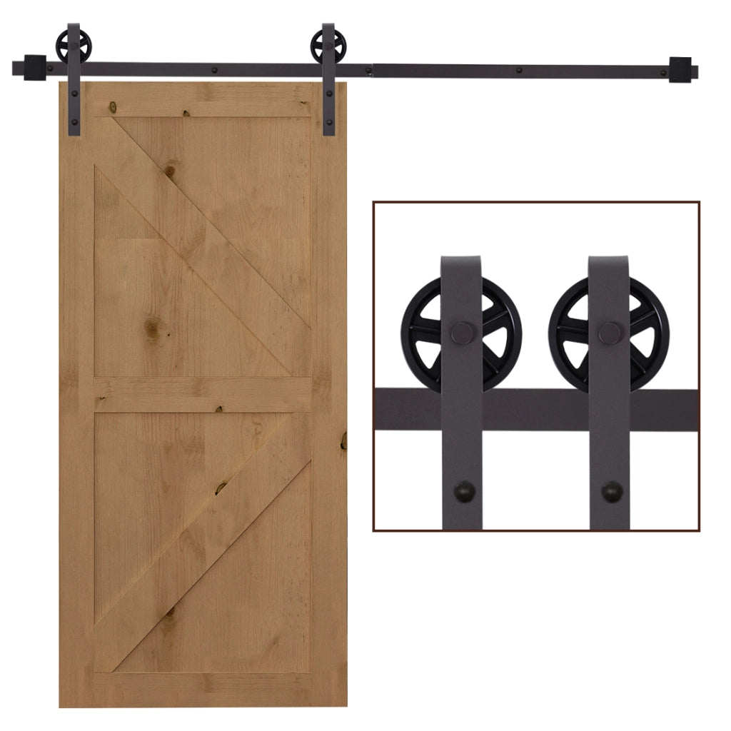 Kit Binario per Porta Scorrevole 183cm ¨C Xylo ¨C Acciaio al Carbonio con Guida a Pavimento Marrone Scuro