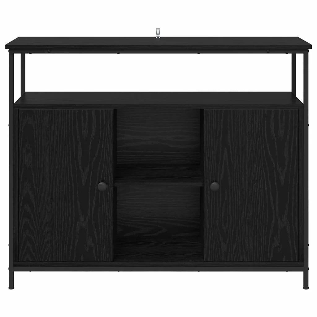 Credenza-Buffet-Armadio da cucina Rovere Nero 100 x 35 x 80 cm Legno multistrato 501868