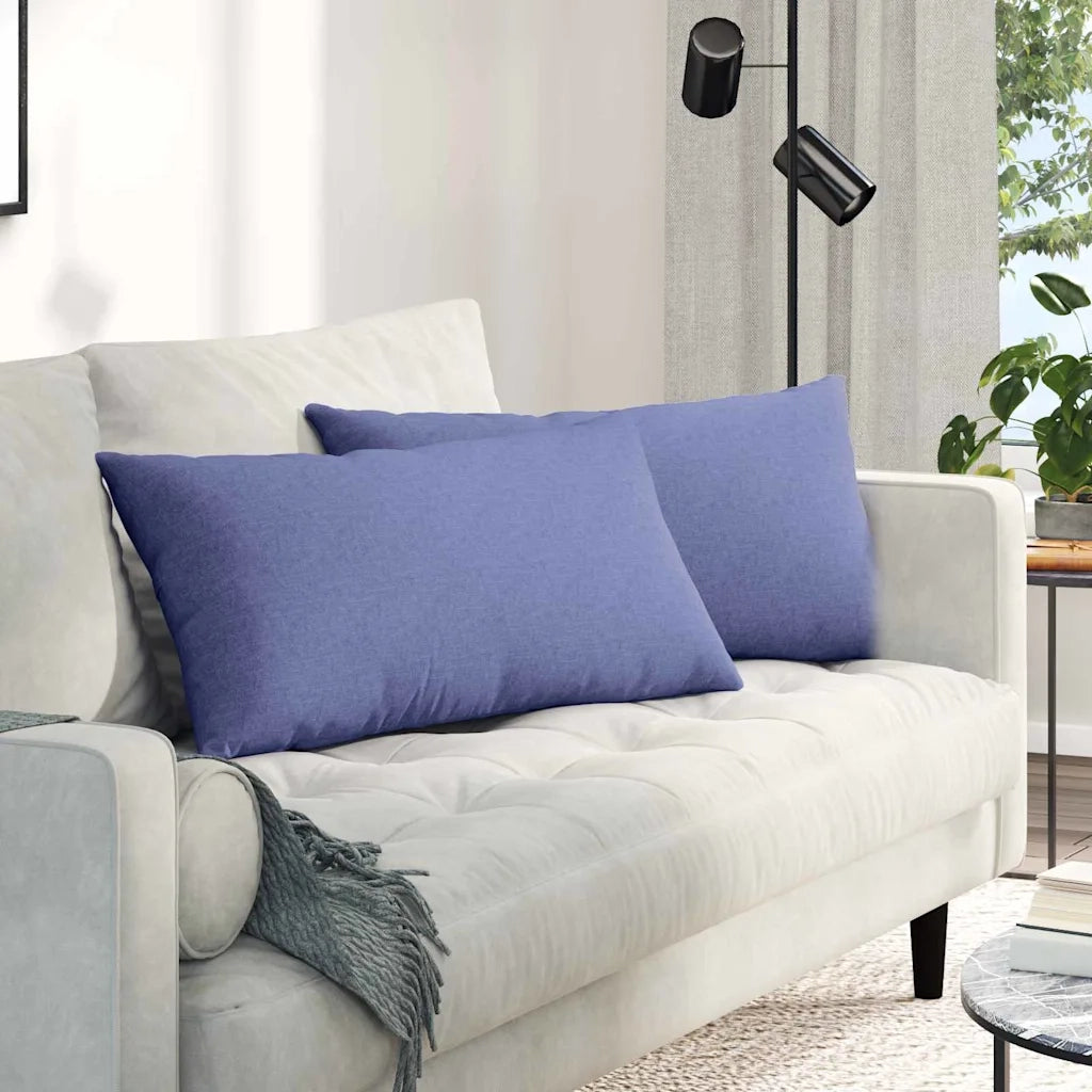 Cuscini da Divano 2 pz | Cuscini per sedie Blu jeans 80 x 40 cm Tessuto
