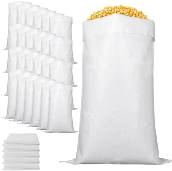 Sacchi di tessuto in polipropilene 30 pz - Sacchi di tessuto in polipropilene 50 kg - Sacchi per sabbia per riempire - Sacchi per patate - Ideali per cibo per animali - Facili da pulire - Sacchi di stoccaggio
