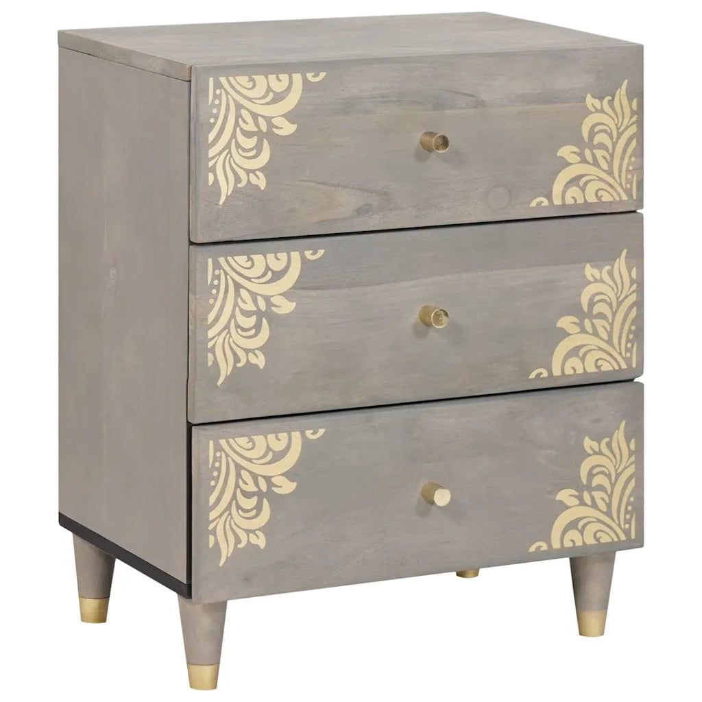 Armadio da Notte Grigio 50 x 33 x 62 cm Legno di mango massello 4018781