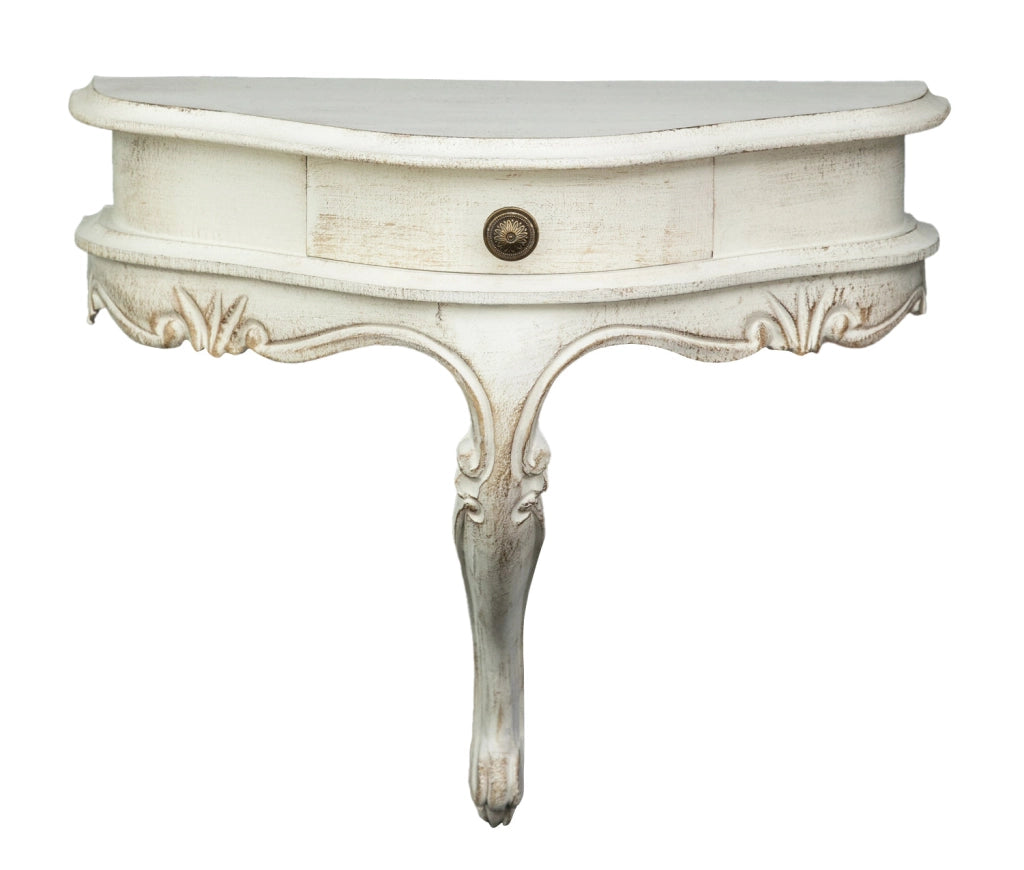 Biscottini Mensola a muro in legno finitura bianco anticato L43xPR21xH39 cm Made in Italy