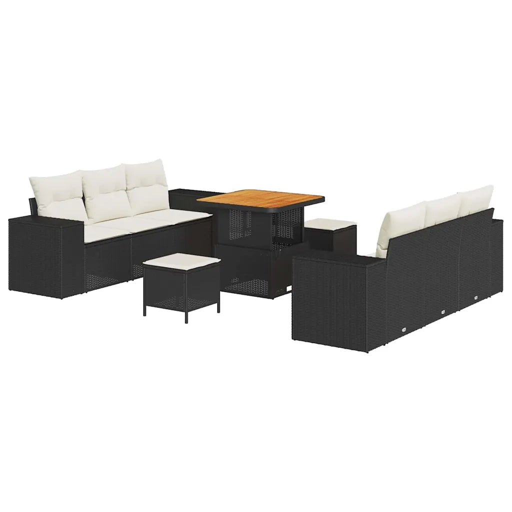Set Divano da Giardino Nero e Crema 221 x 204 x 85 cm 3363905