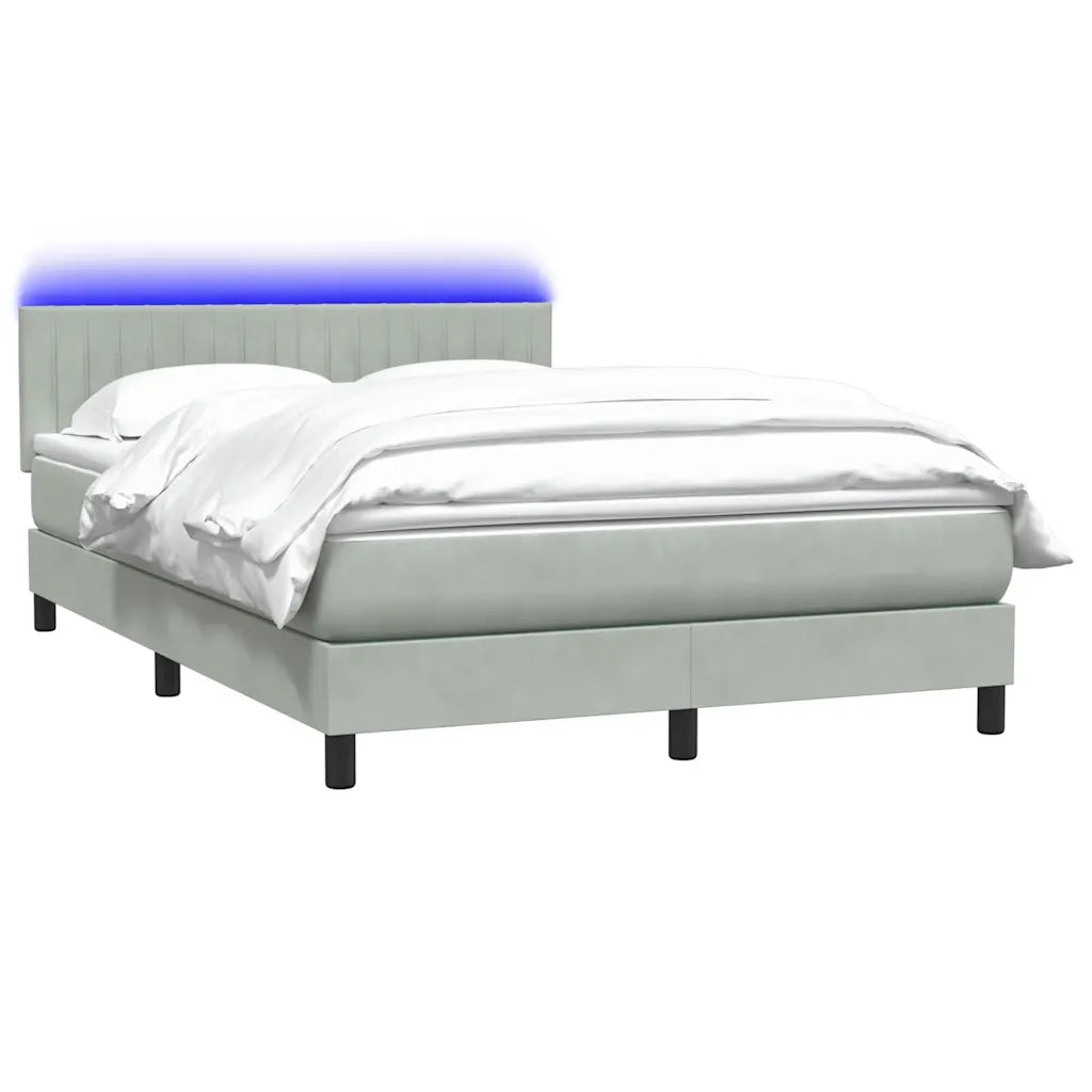 Letto a Molle con Materasso e LED Grigio Chiaro 160x210cm Velluto 3317079