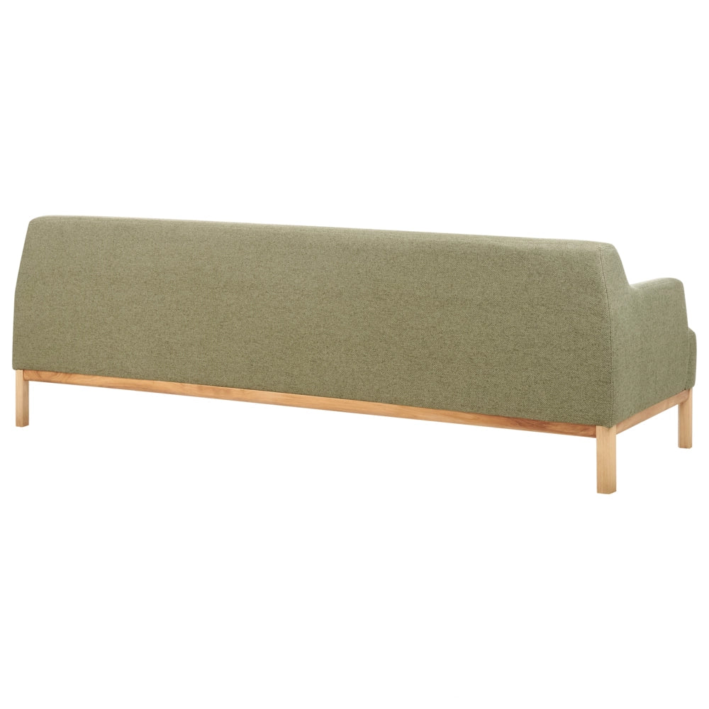 Divano a 3 posti in tessuto verde con gambe in legno stile elegante soggiorno