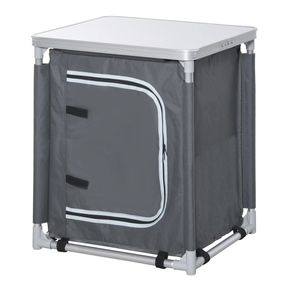 Mobile da cucina pieghevole ¨C Xylo ¨C 2 ripiani alluminio e tessuto Oxford 60x49x70cm grigio