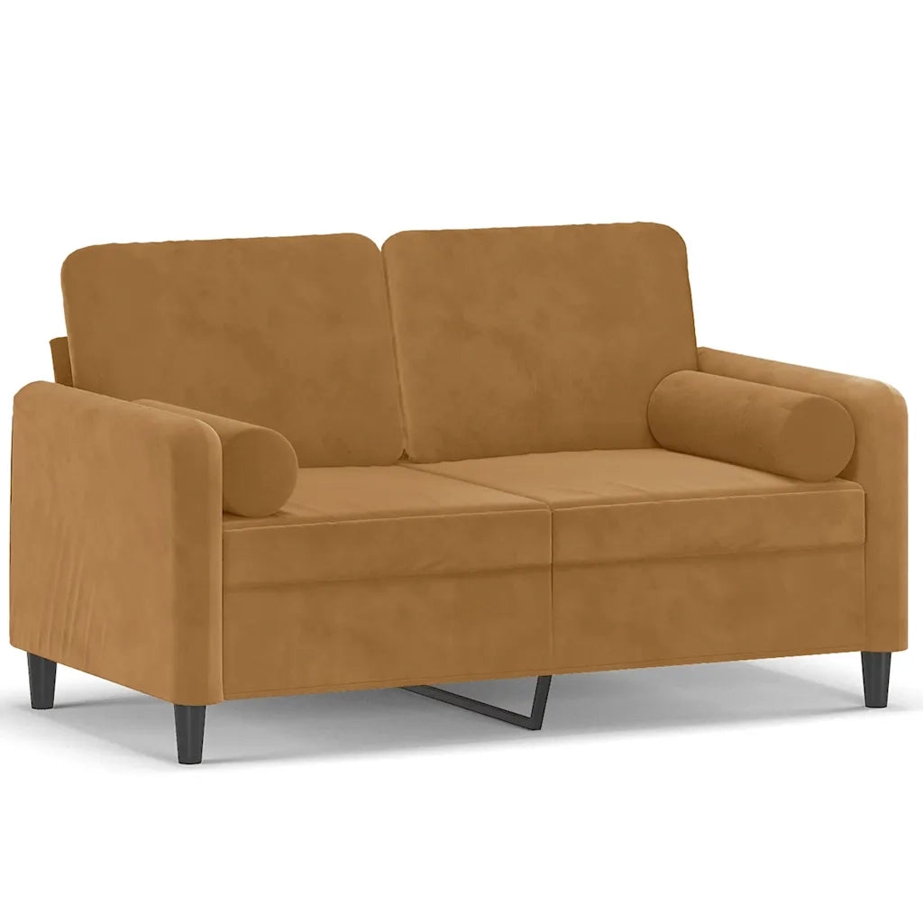 Divano a 2 Posti con Cuscini-Sofa 2 Posti con Cuscini Marrone 120 cm in Velluto 582749