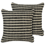 Set di 2 cuscini decorativi in cotone bianco e nero 45 x 45 cm federa motivo a quadri con imbottitura in poliestere