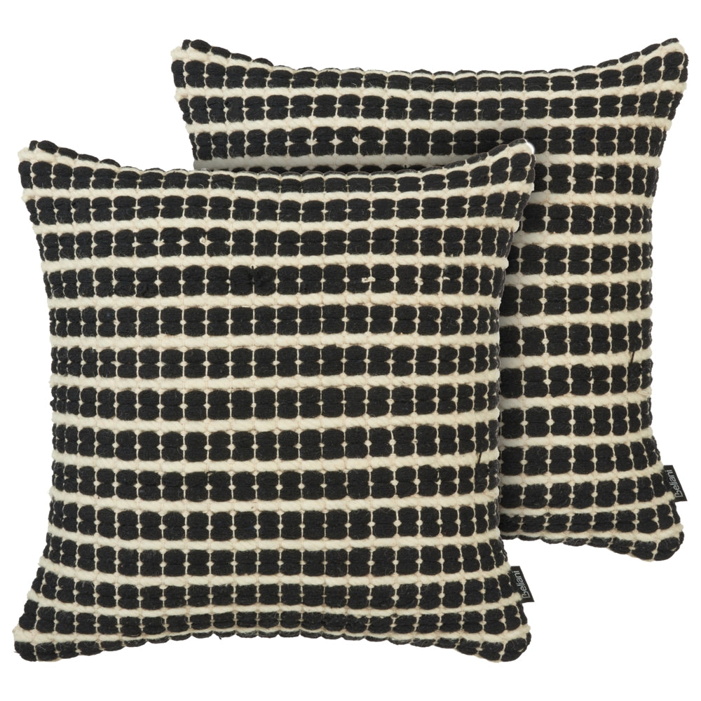 Set di 2 cuscini decorativi in cotone bianco e nero 45 x 45 cm federa motivo a quadri con imbottitura in poliestere