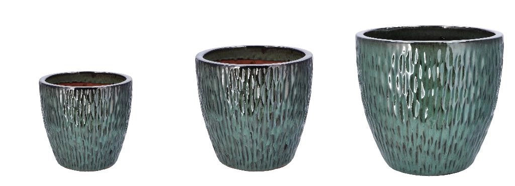 Set 3 Pezzi Caspo' Cachepot in Ceramica Color Verde 23 + 29,5 + 35 cm