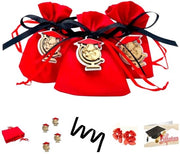 Set di regali per ospiti - laurea - 12 pezzi - rosso - cotone - 10 x 8 cm