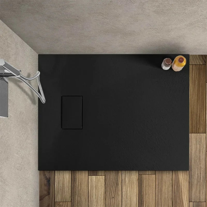 Piatto doccia 80x100 in resina nero effetto pietra riducibile Agorà