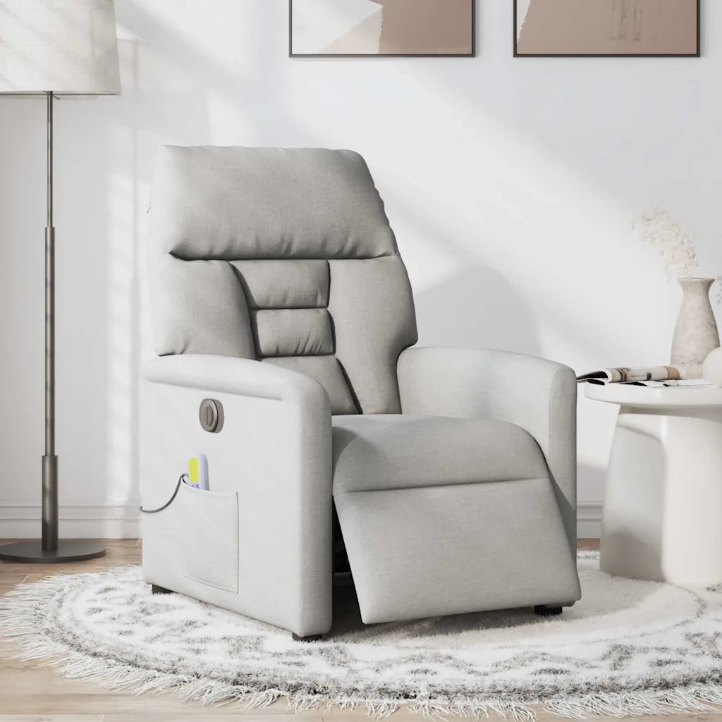 Divano Sedia-Poltrona Reclinabile Massaggio Elettrica Grigio Nuvola Tessuto 620774