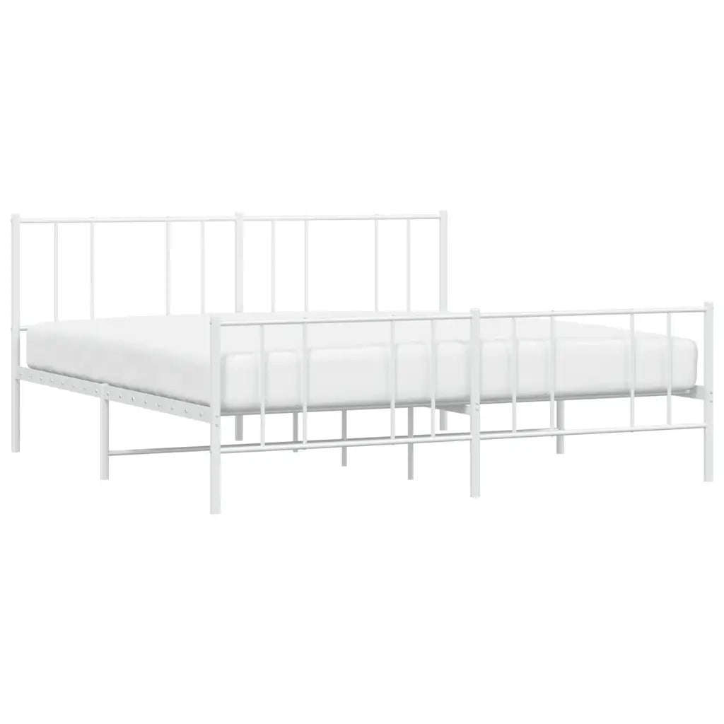 Giroletto con Testiera e Pediera Metallo Bianco 180x200 cm